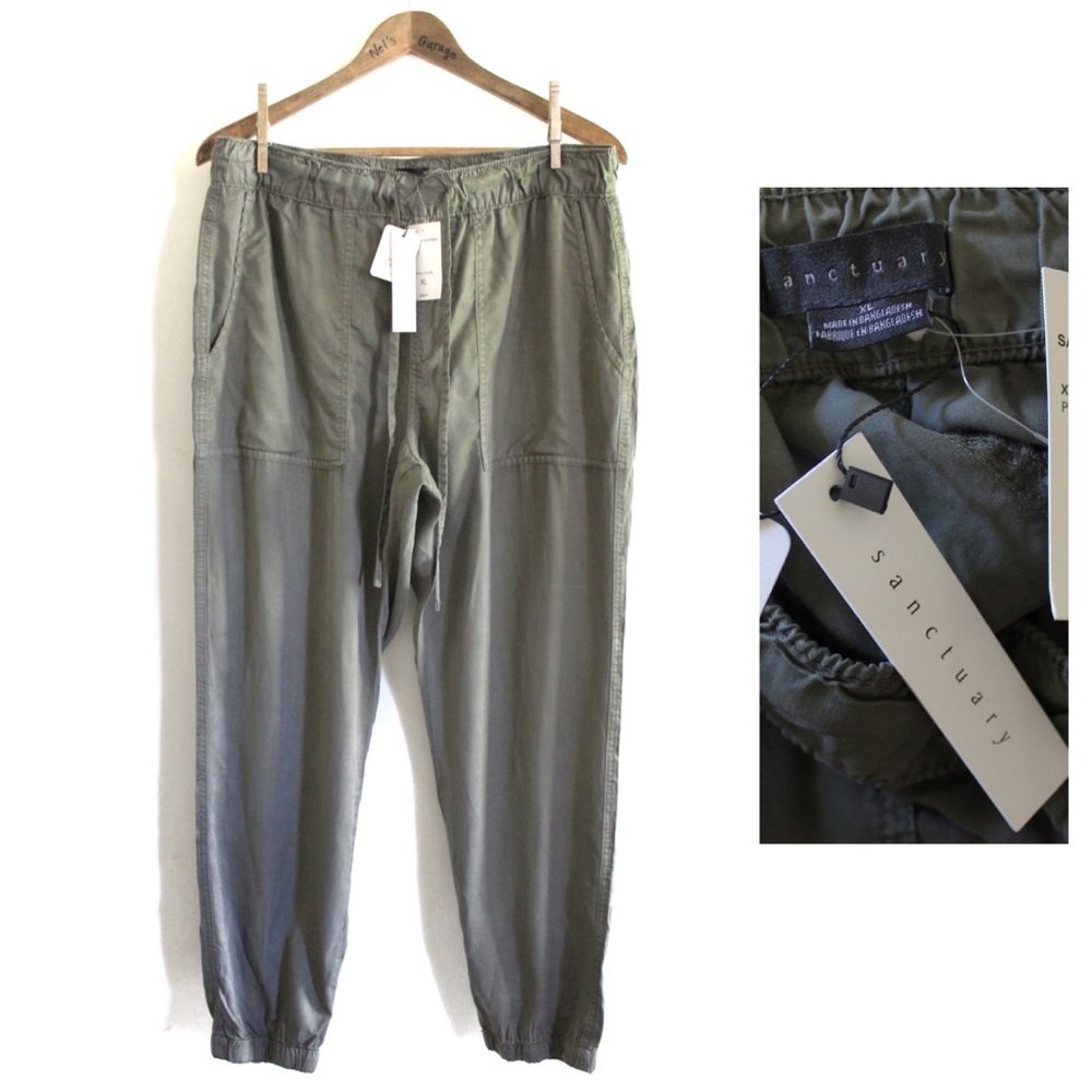 Sanctuary NWT Olive Green Tencel Joggers XL